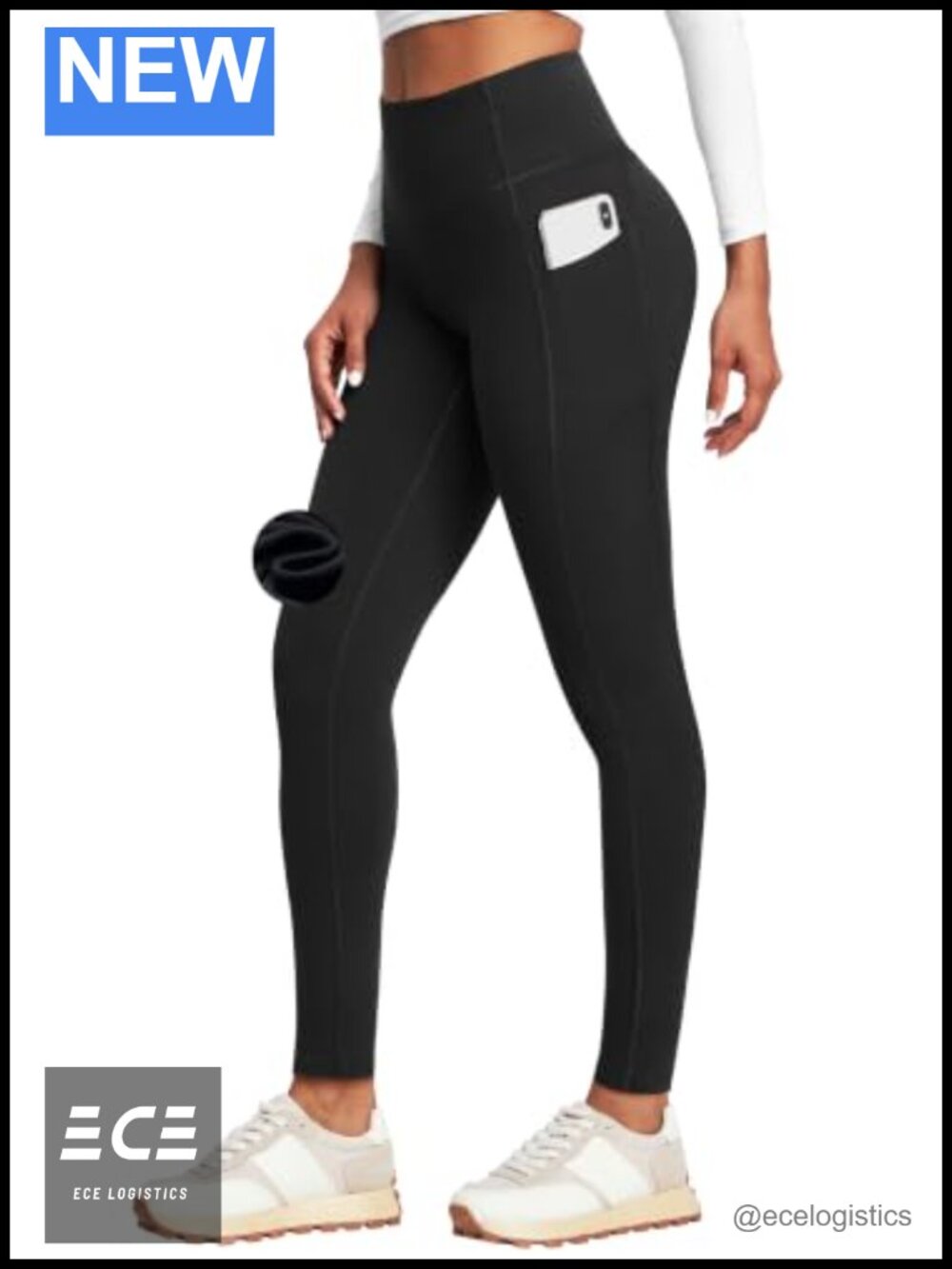 Fleece Lined Leggings with Pockets Thermal High Waist Yoga Pants